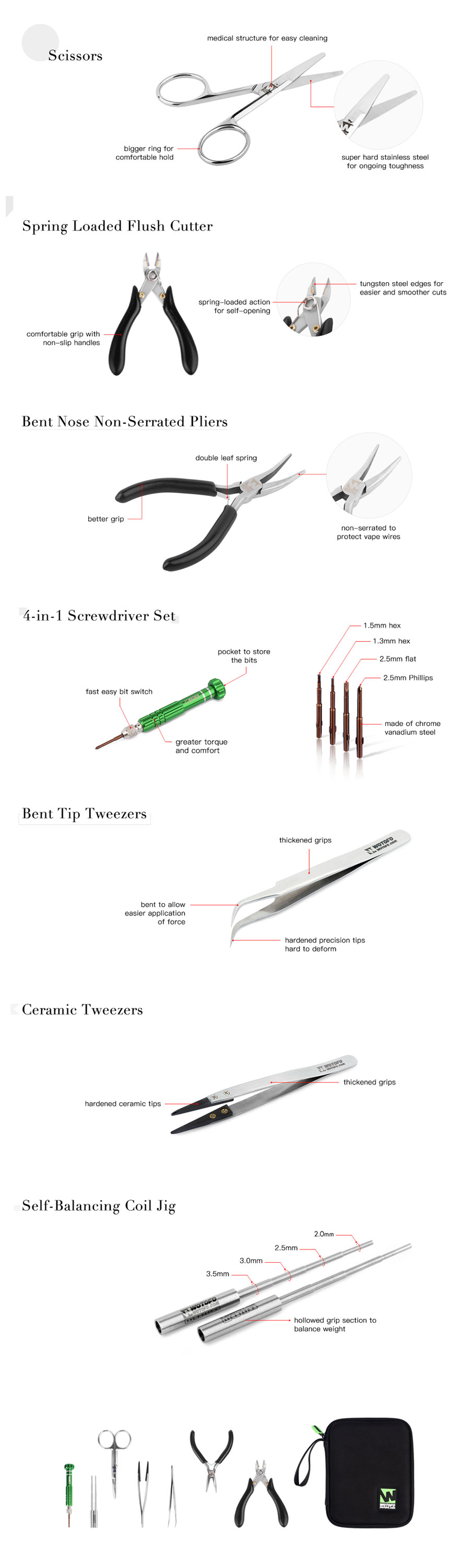 Wotofo Vape Tool Kit - Diagram